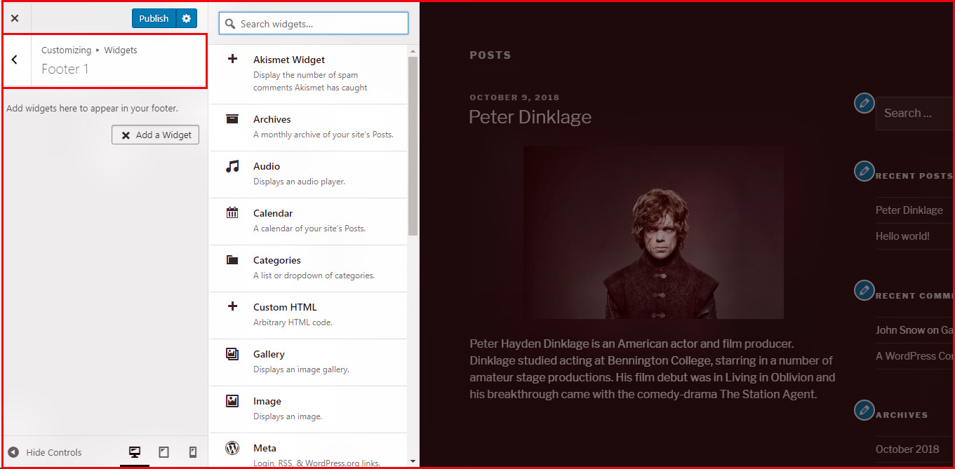 Wordpress Customize Theme