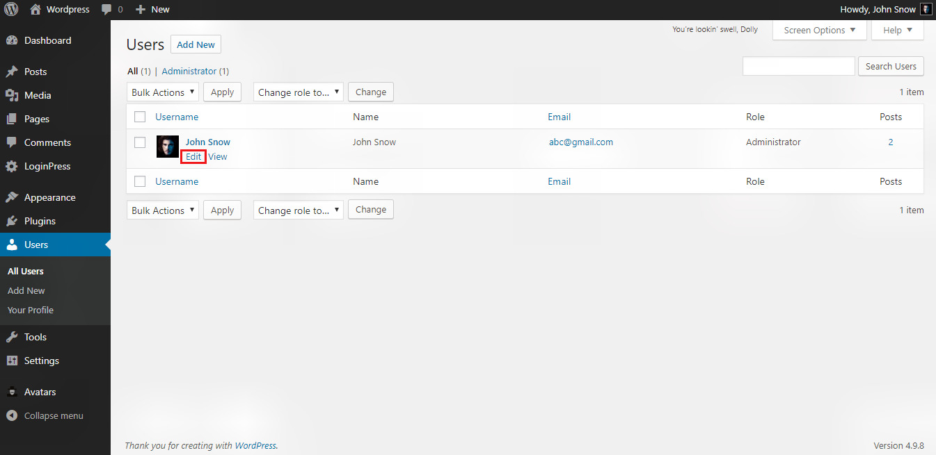 Wordpress Password  Reset