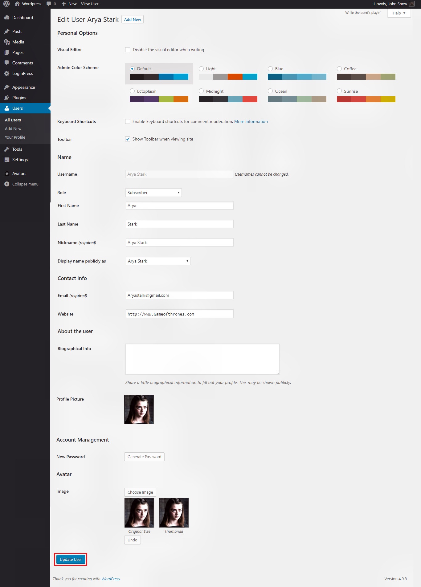Wordpress User Photo