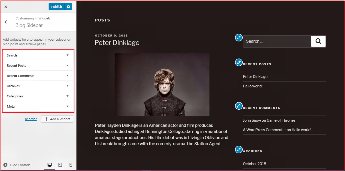 Wordpress Customize Theme