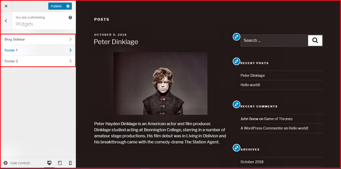 Wordpress Customize Theme