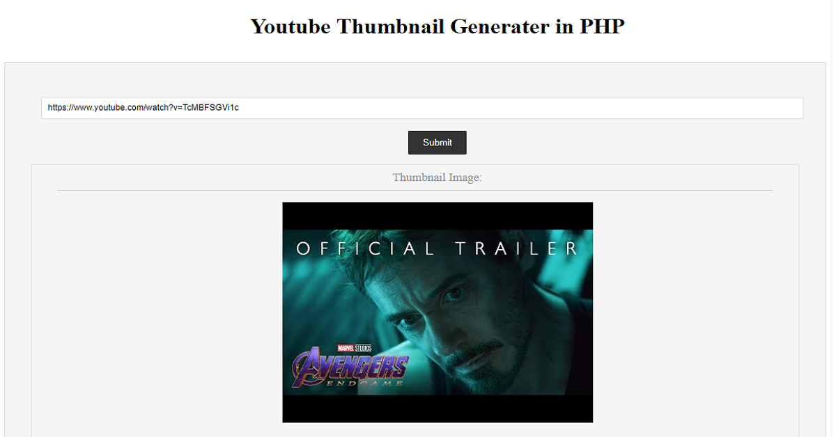 Youtube thumbnail generator in php